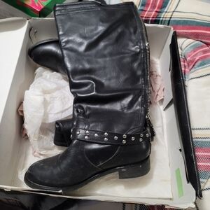 JustFab Svana Womens Black Zip Back Boots Size 7